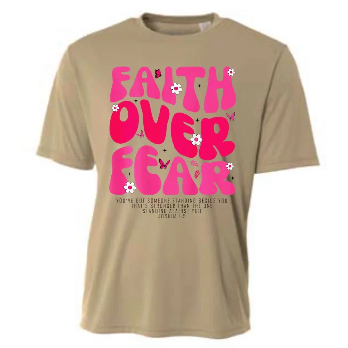 Faith Over Fear Christian Jesus Religious Floral Cooling Performance Crew T-Shirt