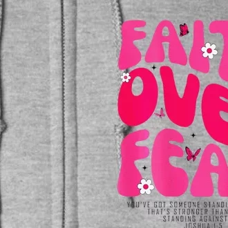 Faith Over Fear Christian Jesus Religious Floral Full Zip Hoodie