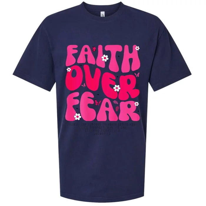 Faith Over Fear Christian Jesus Religious Floral Sueded Cloud Jersey T-Shirt