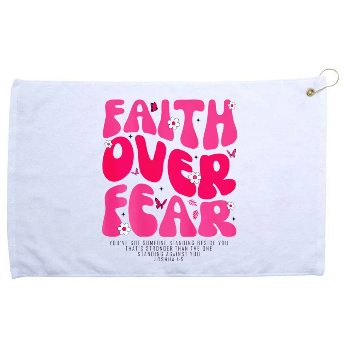 Faith Over Fear Christian Jesus Religious Floral Grommeted Golf Towel