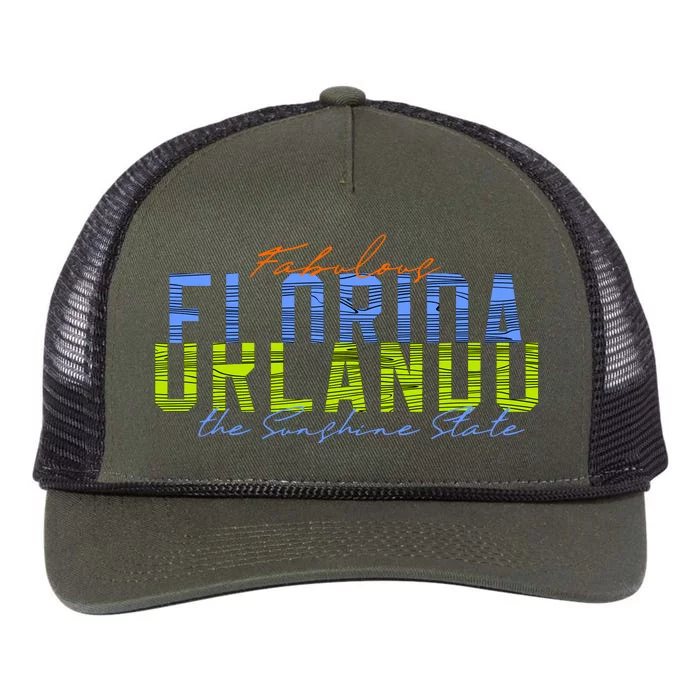 Fabulous Orlando Florida The Sunshine State Retro Rope Trucker Hat Cap