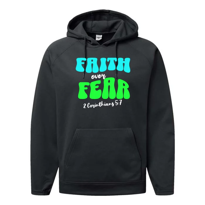 Faith Over Fear Christian Motivational Performance Fleece Hoodie