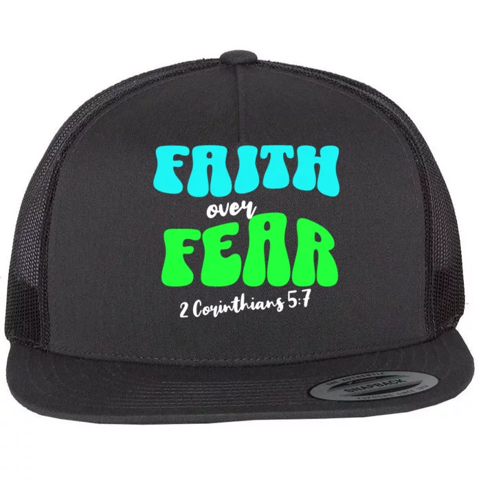 Faith Over Fear Christian Motivational Flat Bill Trucker Hat