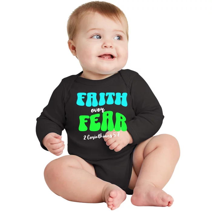 Faith Over Fear Christian Motivational Baby Long Sleeve Bodysuit