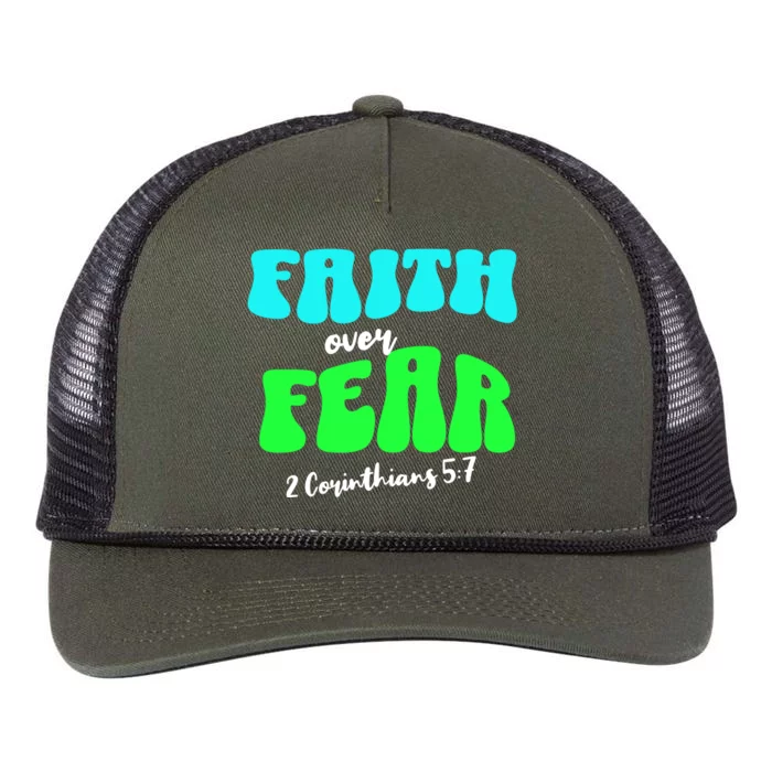 Faith Over Fear Christian Motivational Retro Rope Trucker Hat Cap