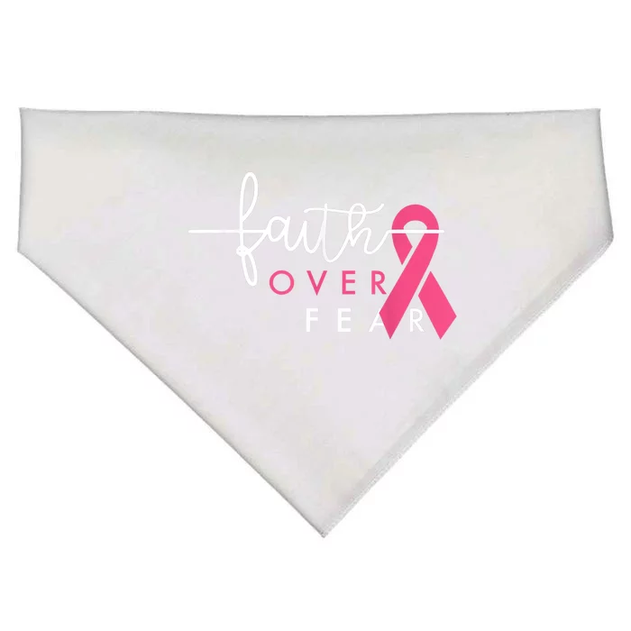 Faith Over Fear Breast Cancer Awareness Pink Ribbon Gift USA-Made Doggie Bandana