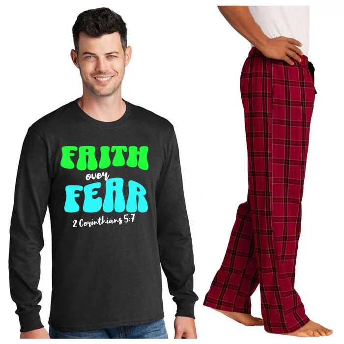 Faith Over Fear Christian Motivational Long Sleeve Pajama Set