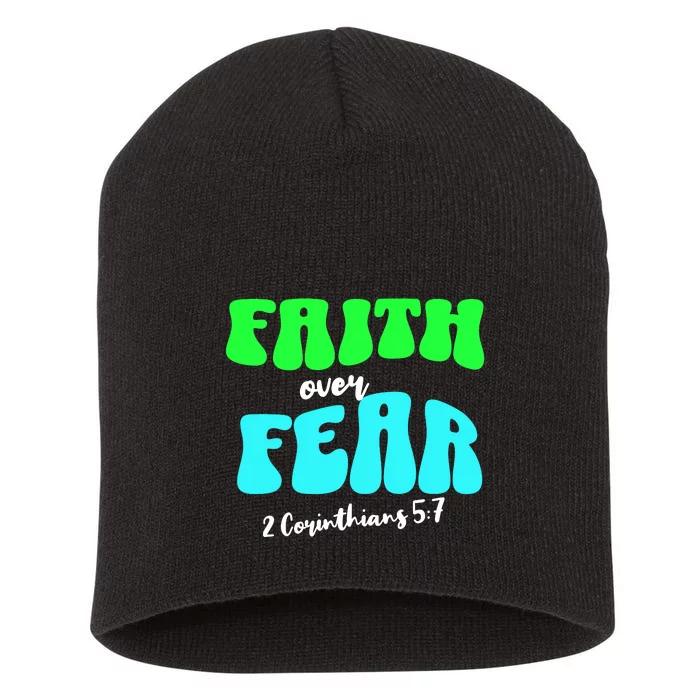 Faith Over Fear Christian Motivational Short Acrylic Beanie