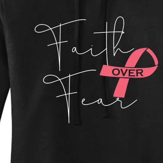 Faith Over Fear Fight Breast Cancer Awareness Women's Pullover Hoodie