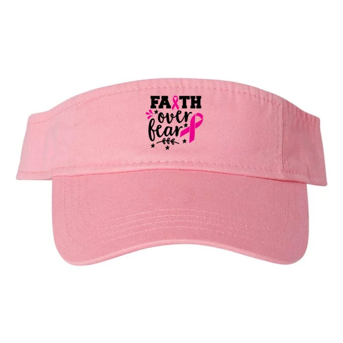 Faith Over Fear Pink Ribbon Breast Cancer Valucap Bio-Washed Visor