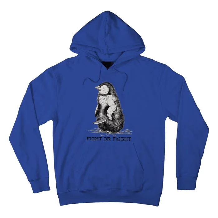 Fight Or Flight Funny Penguin Pun Meme Tall Hoodie