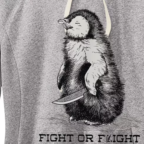 Fight Or Flight Funny Penguin Pun Meme Women's Fleece Hoodie