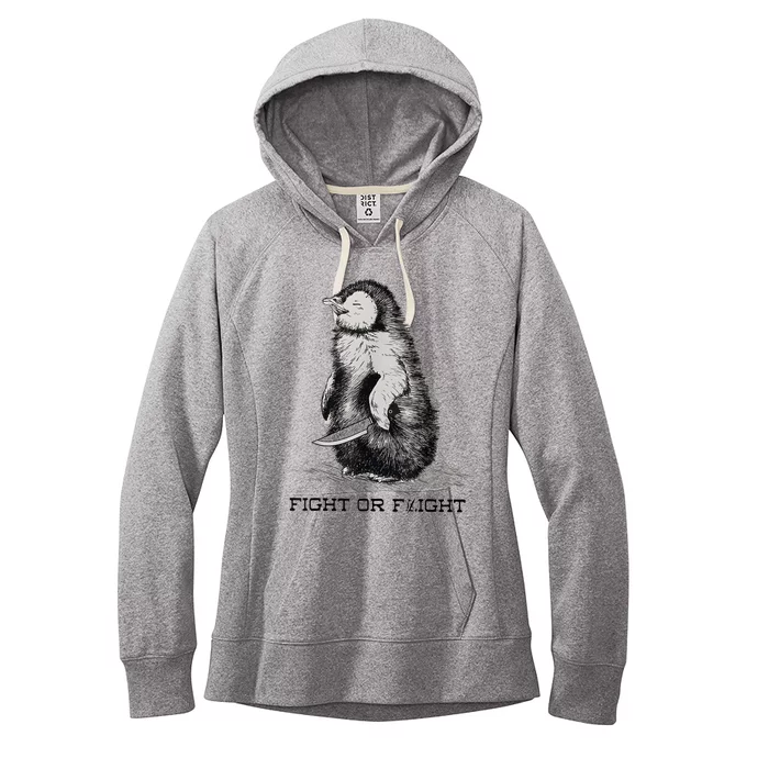 Fight Or Flight Funny Penguin Pun Meme Women's Fleece Hoodie