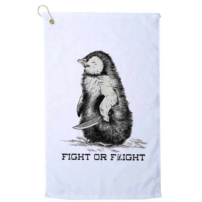 Fight Or Flight Funny Penguin Pun Meme Platinum Collection Golf Towel