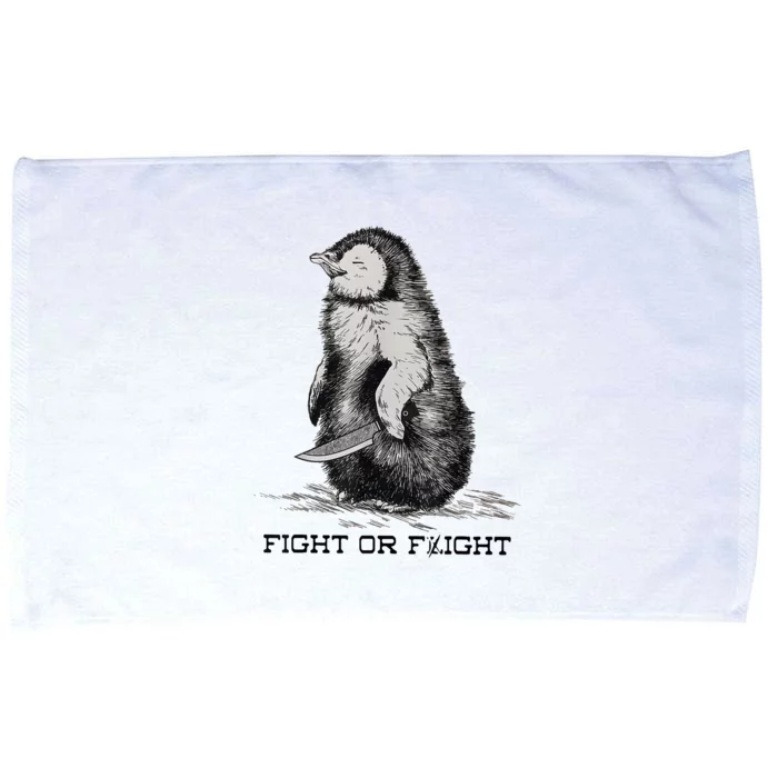 Fight Or Flight Funny Penguin Pun Meme Microfiber Hand Towel