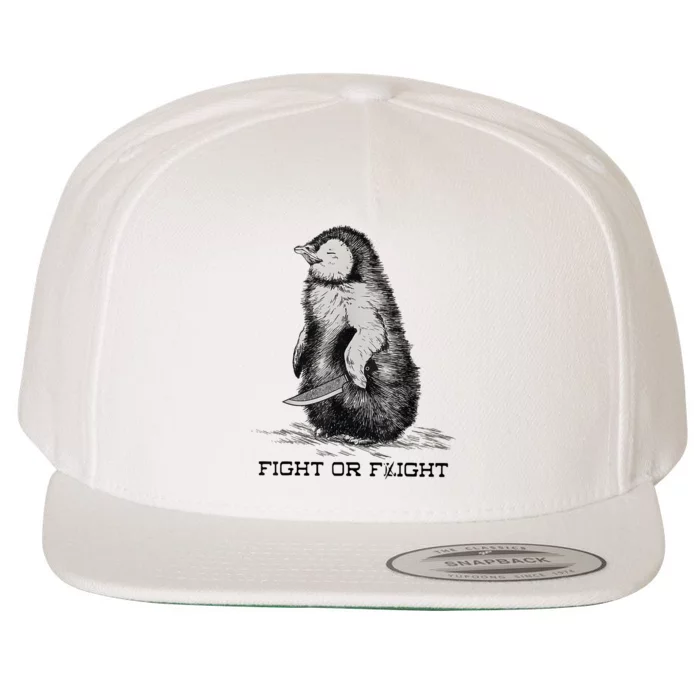 Fight Or Flight Funny Penguin Pun Meme Wool Snapback Cap