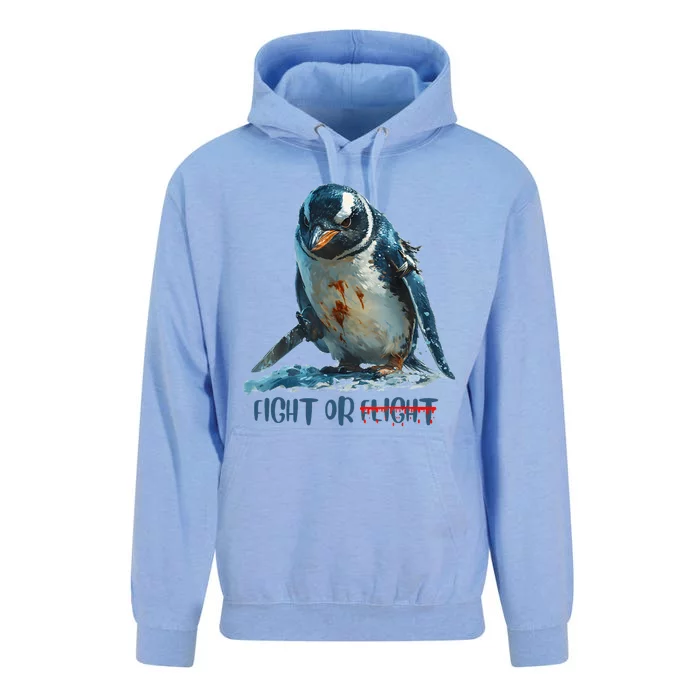 Fight Or Flight Funny Penguin Quote Unisex Surf Hoodie