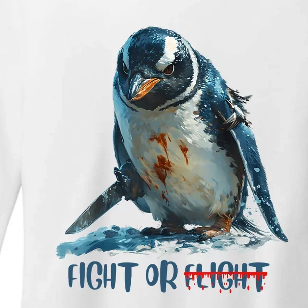 Fight Or Flight Funny Penguin Quote Womens CVC Long Sleeve Shirt