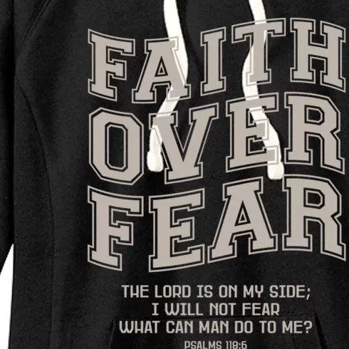 Faith Over Fear Bible Verse Motivational Christian Print Women's Fleece Hoodie