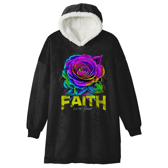 Faith Over Fear Christian Motivational Hooded Wearable Blanket