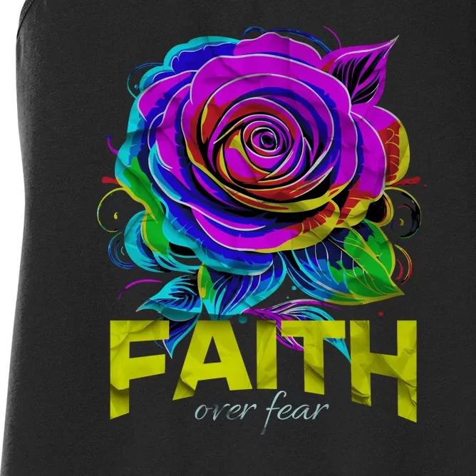 Faith Over Fear Christian Motivational Women's Racerback Tank