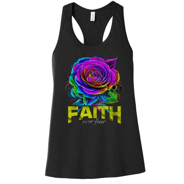 Faith Over Fear Christian Motivational Women's Racerback Tank