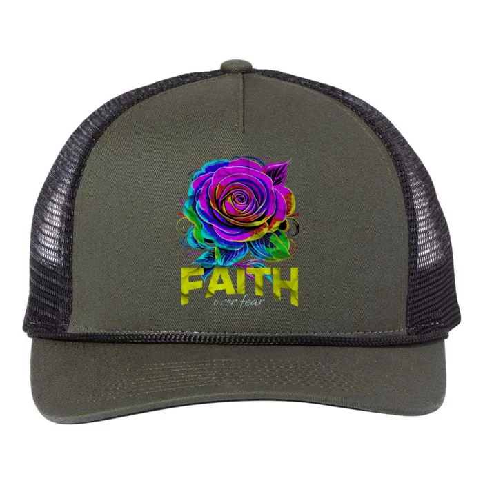 Faith Over Fear Christian Motivational Retro Rope Trucker Hat Cap