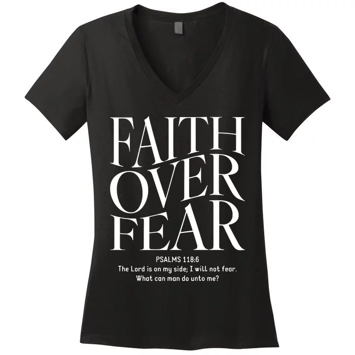 Faith Over Fear Christian Women's V-Neck T-Shirt