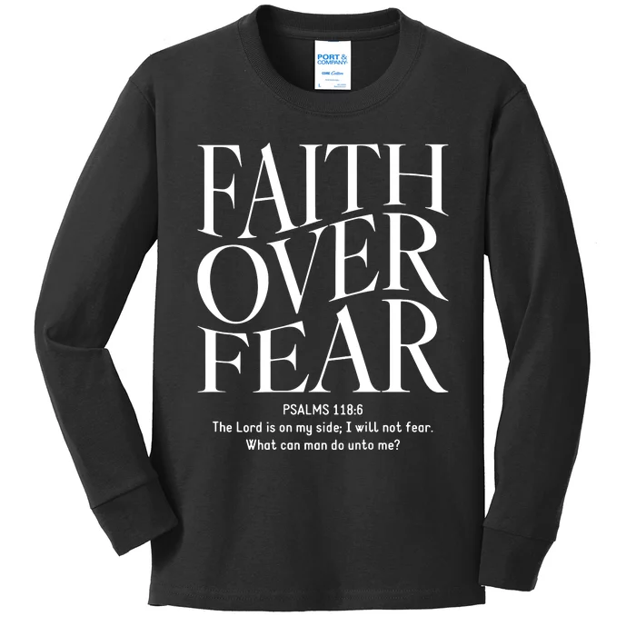 Faith Over Fear Christian Kids Long Sleeve Shirt