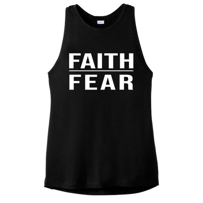 Faith Over Fear Christian For Faith Based Gift Ladies Tri-Blend Wicking Tank