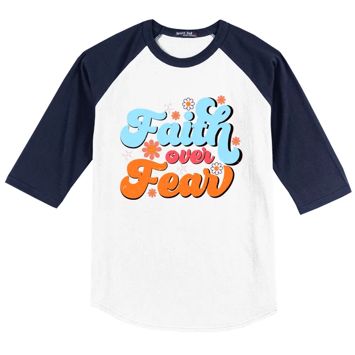 Faith Over Fear Floral Vintage Retro Baseball Sleeve Shirt