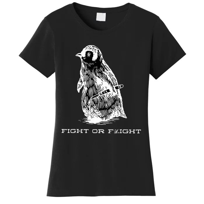 Fight or Flight Funny Penguin Pun Fight Or Flight Meme Women's T-Shirt