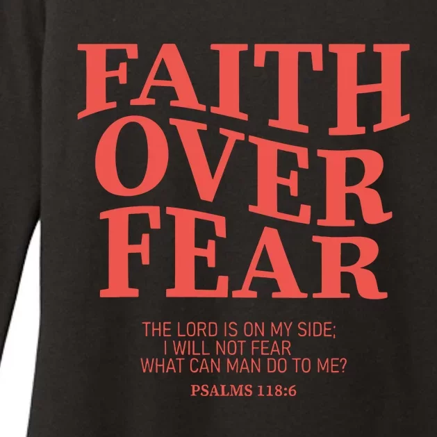 Faith Over Fear Christian Jesus Bible Verse Womens CVC Long Sleeve Shirt