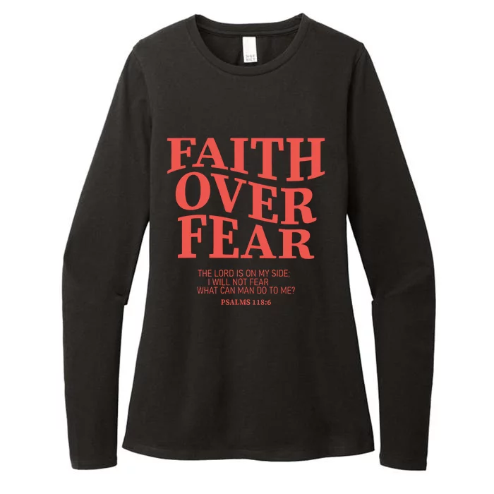 Faith Over Fear Christian Jesus Bible Verse Womens CVC Long Sleeve Shirt