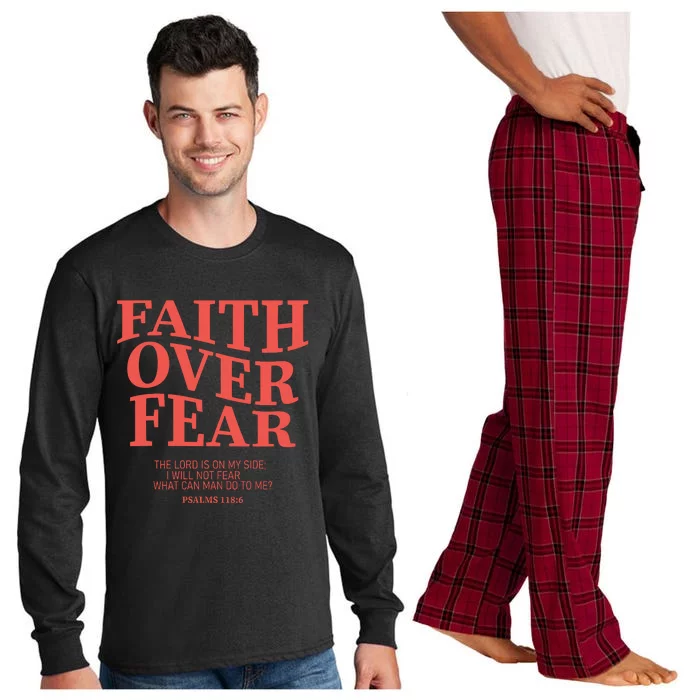 Faith Over Fear Christian Jesus Bible Verse Long Sleeve Pajama Set