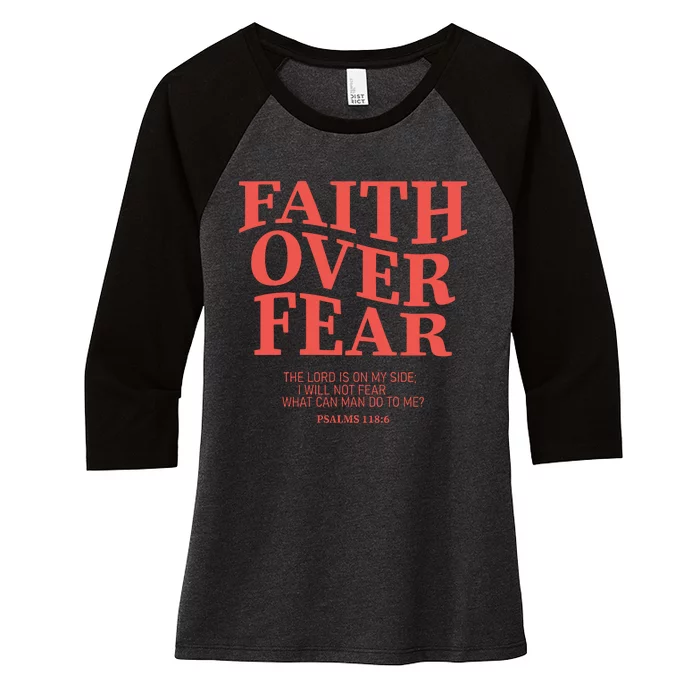 Faith Over Fear Christian Jesus Bible Verse Women's Tri-Blend 3/4-Sleeve Raglan Shirt