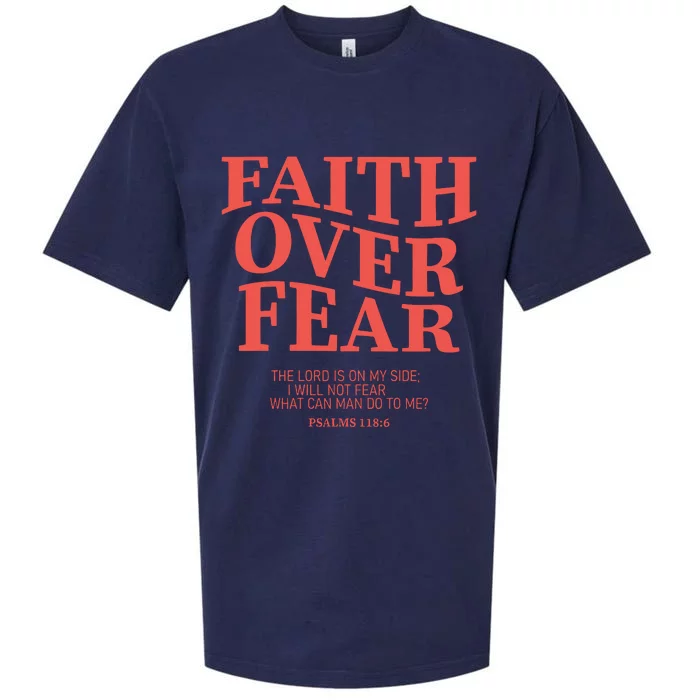 Faith Over Fear Christian Jesus Bible Verse Sueded Cloud Jersey T-Shirt