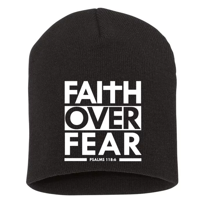 Faith Over Fear Christian Short Acrylic Beanie