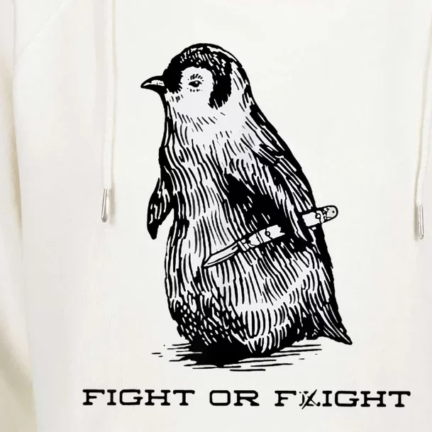 Fight Or Flight Funny Penguin Pun Fight Or Flight Meme Womens Funnel Neck Pullover Hood