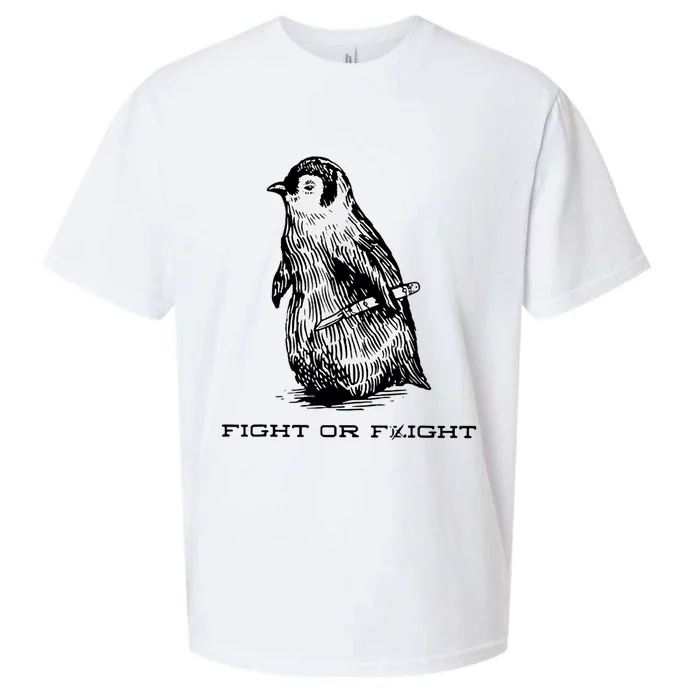 Fight Or Flight Funny Penguin Pun Fight Or Flight Meme Sueded Cloud Jersey T-Shirt