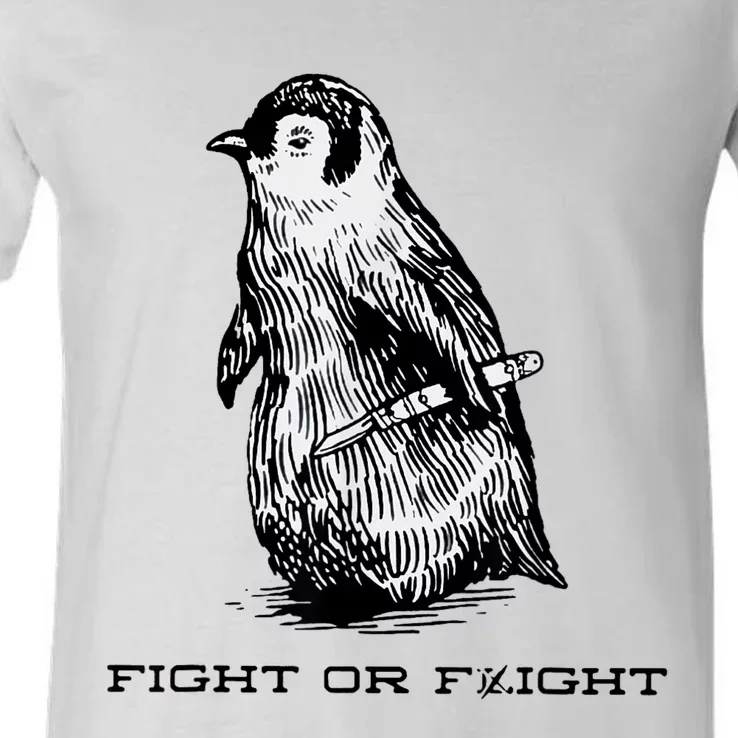 Fight Or Flight Funny Penguin Pun Fight Or Flight Meme V-Neck T-Shirt