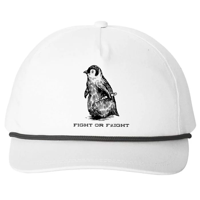 Fight Or Flight Funny Penguin Pun Fight Or Flight Meme Snapback Five-Panel Rope Hat