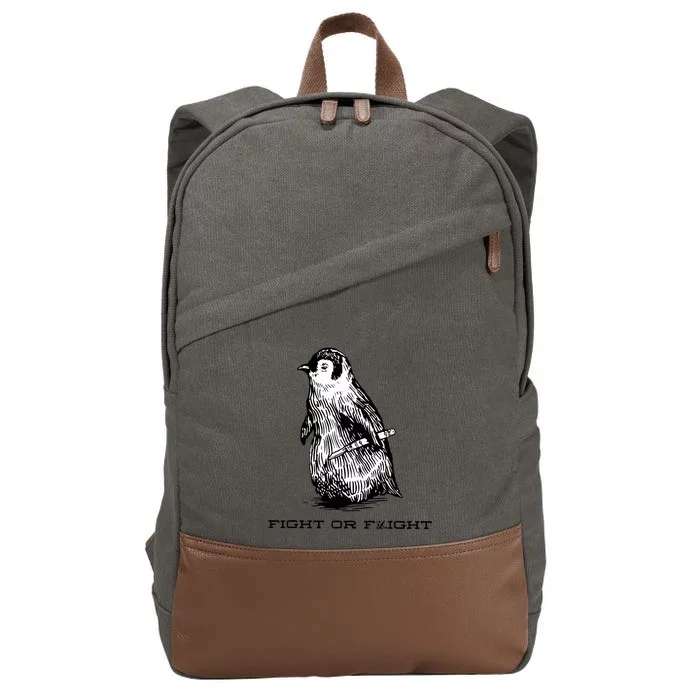 Fight Or Flight Funny Penguin Pun Fight Or Flight Meme Cotton Canvas Backpack