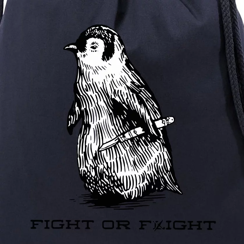 Fight Or Flight Funny Penguin Pun Fight Or Flight Meme Drawstring Bag