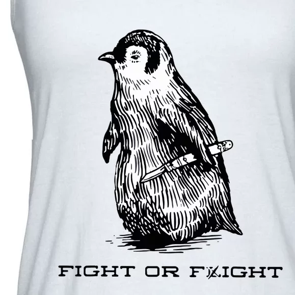 Fight Or Flight Funny Penguin Pun Fight Or Flight Meme Ladies Essential Flowy Tank