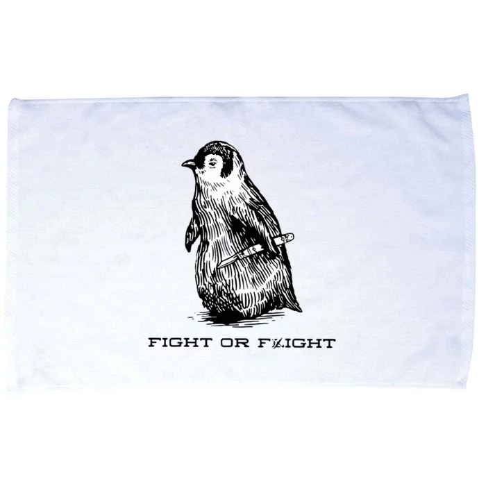 Fight Or Flight Funny Penguin Pun Fight Or Flight Meme Microfiber Hand Towel