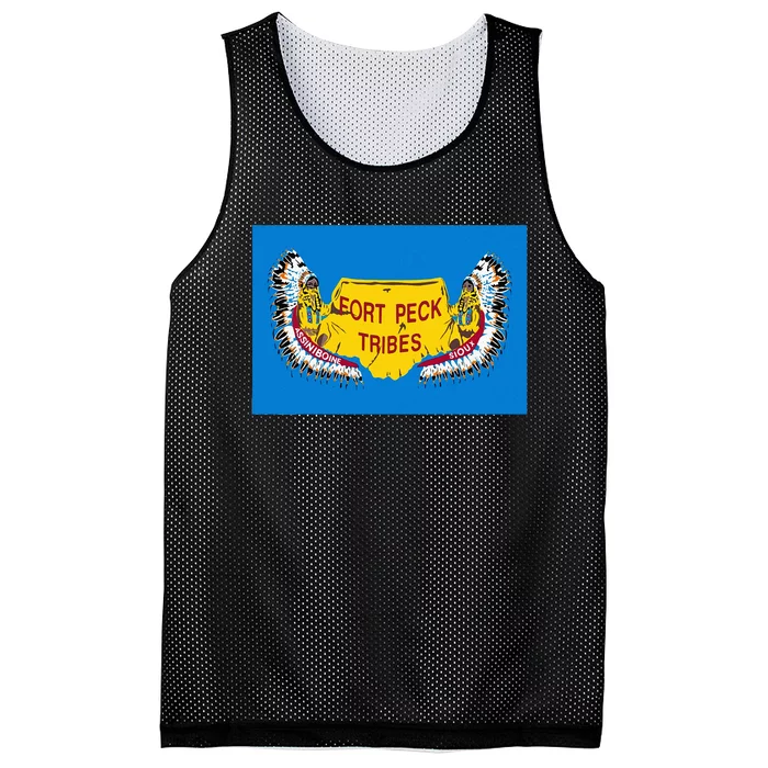 Flag Of Fort Peck Tribes Indian Reservation Mesh Reversible Basketball Jersey Tank