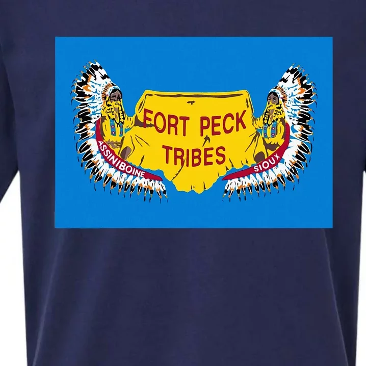 Flag Of Fort Peck Tribes Indian Reservation Sueded Cloud Jersey T-Shirt