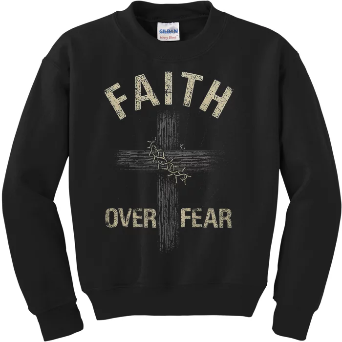 Faith Over Fears Christian Cross American Kids Sweatshirt