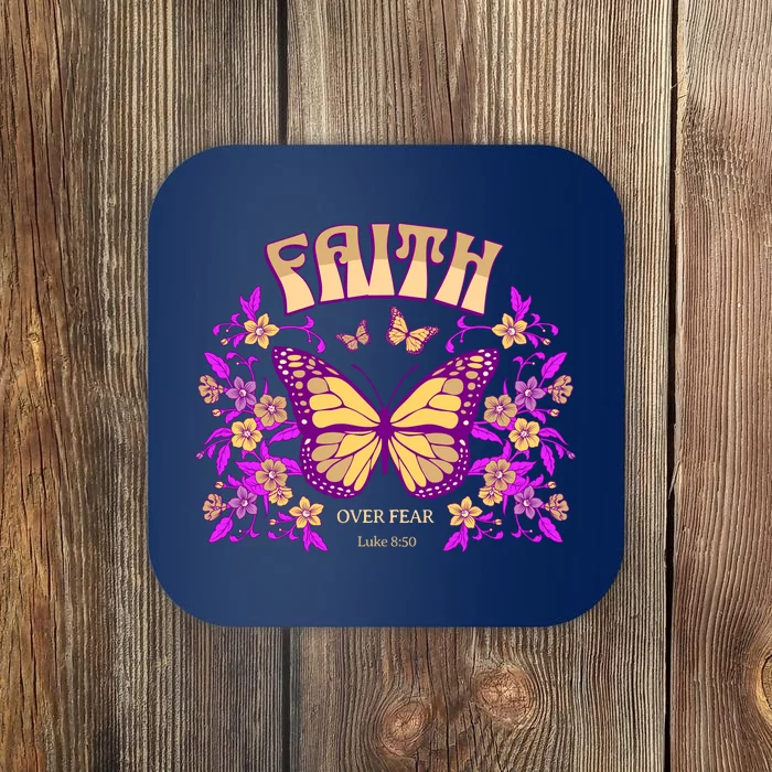 Faith Over Fear Christian Motivational Coaster